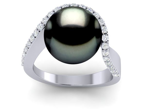 Tahitian Pearl Ring Ocean Wave