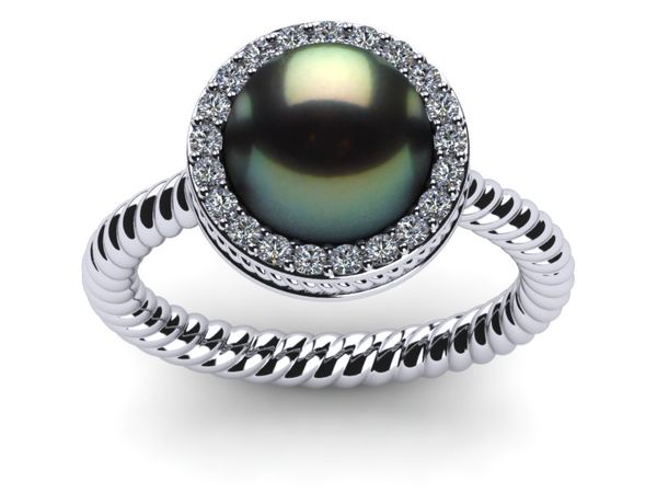 Tahitian Pearl Ring Twisted Cable