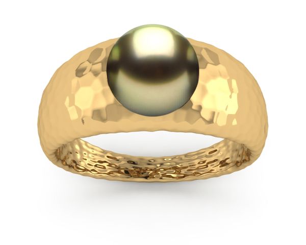 Tahitian Pearl Tres Jolie Hammered Style Ring