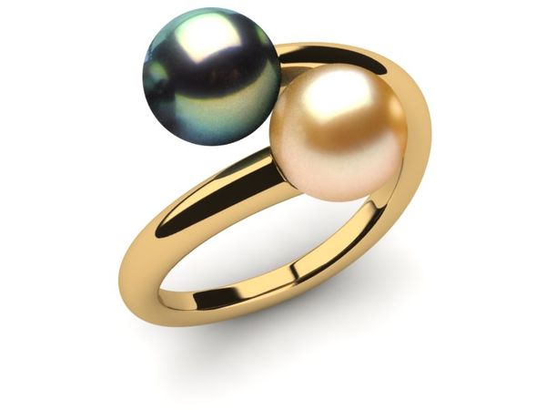 Tahitian Pearl Twin Ring Golden Green