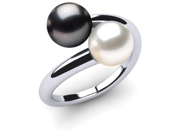 Tahitian Pearl Twin Yin Yang Ring