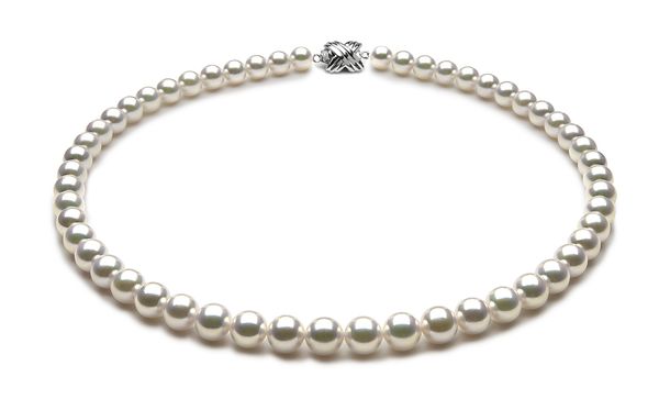 TRUE AAA Quality 7.5 x 8mm White Akoya Cultured Pearl Necklace