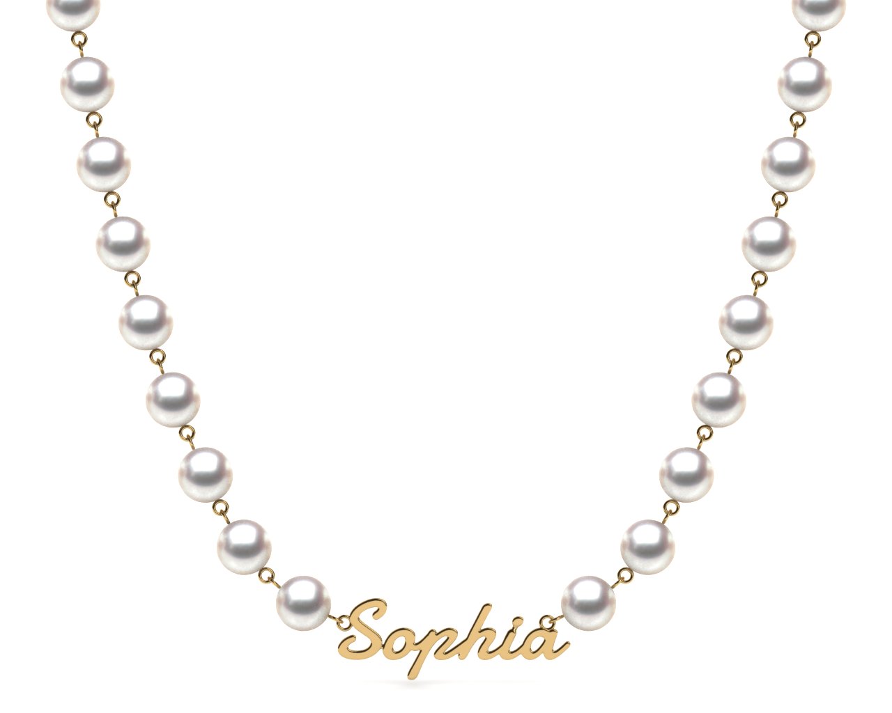 TRUE AAA QUALITY Akoya Cultured Pearl Name Tag Necklace