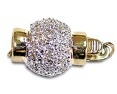 Two Tone 14K Gold and Diamond Ball Clasp