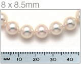 8 x 8.5mm Pearl Necklace Next to Ruler